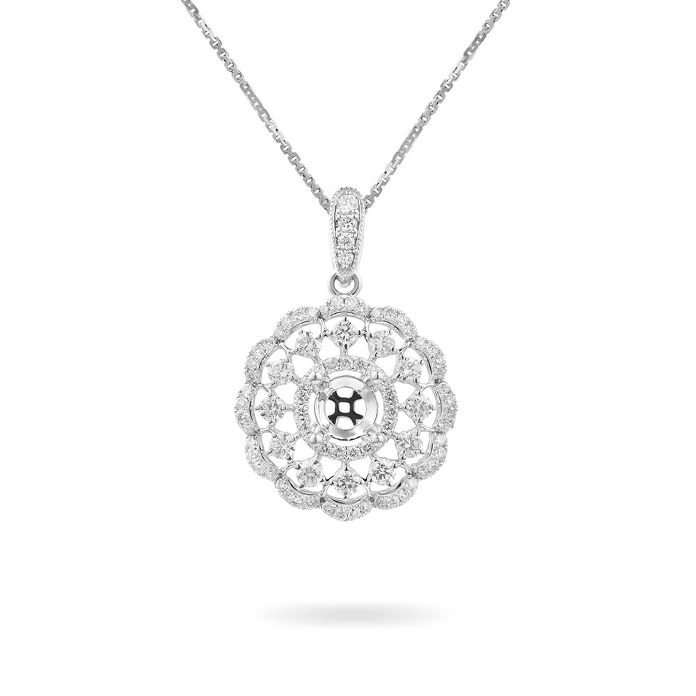 Ổ Mặt Dây Kim Cương Round Cluster 1599