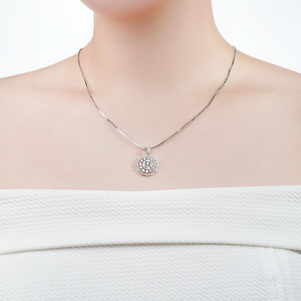 Ổ Mặt Dây Kim Cương Round Cluster 1599