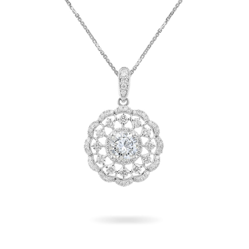 Ổ Mặt Dây Kim Cương Round Cluster 1599