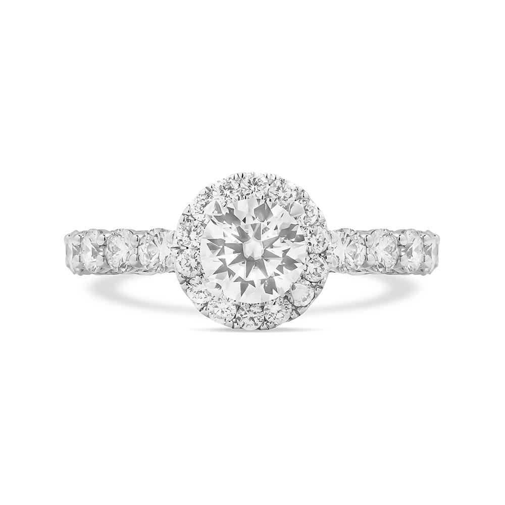 Ổ Nhẫn Kim Cương Vàng Trắng Pave Round Halo 1614