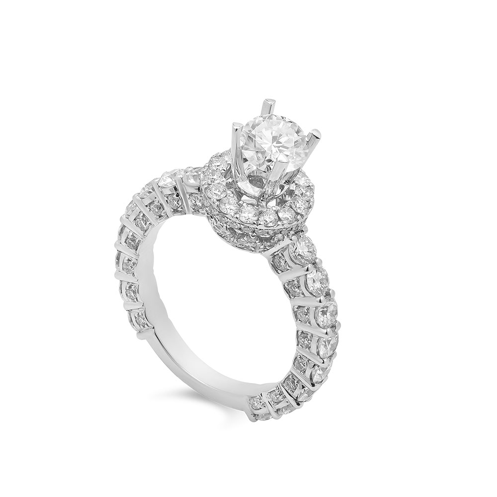 Ổ Nhẫn Kim Cương Vàng Trắng Pave Round Halo 1614
