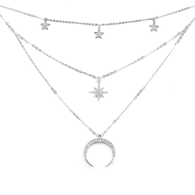 Dây Chuyền Kim Cương Moon and Stars Layered Charm 3320