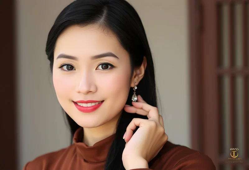 chọn bông tai vàng trắng hợp với khuôn mặt tròn
