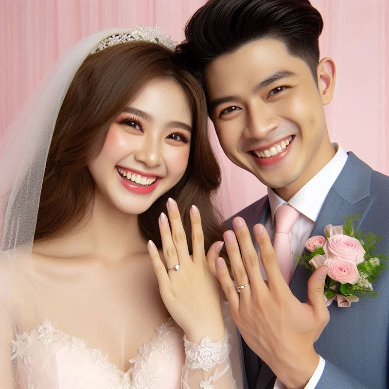 cô dâu và chú rể đeo nhẫn cưới