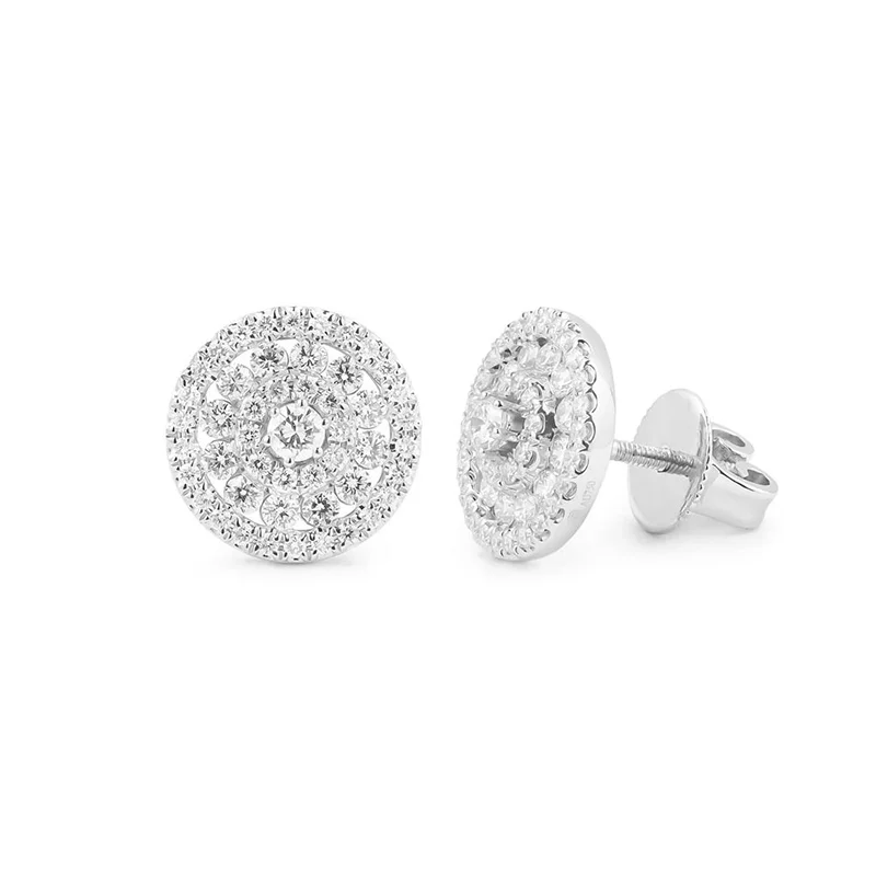 khuyên tai vàng trắng 18k đính kim cương cổ điển