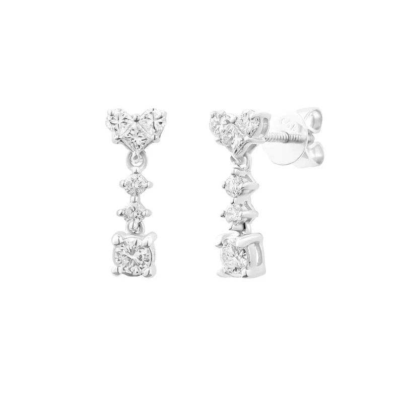 bông tai vàng trắng 18k hình trái tim