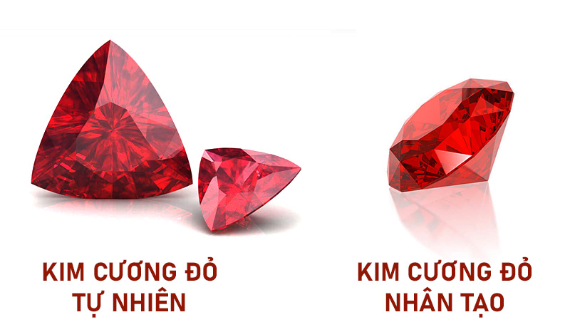 Nhẫn kim cương nhân tạo có đẹp bằng kim cương tự nhiên không? 3 Kim cương đỏ tự nhiên và kim cương đỏ nhân tạo