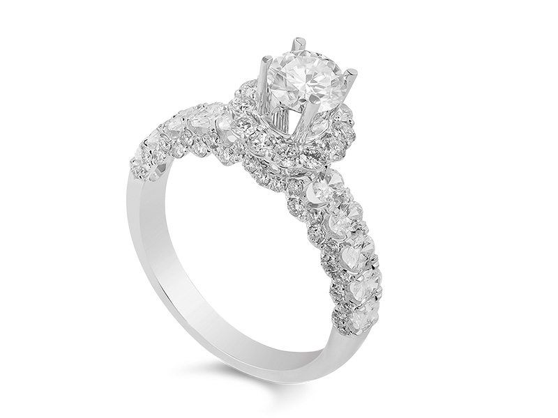 Nhẫn kim cương đơn giản thiết đài hoa nhỏ nhắn - Thành Liên Diamond
