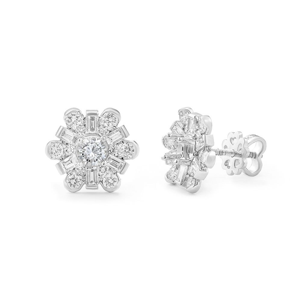 Ổ Khuyên Tai Kim Cương Dainty Snowflake 2355