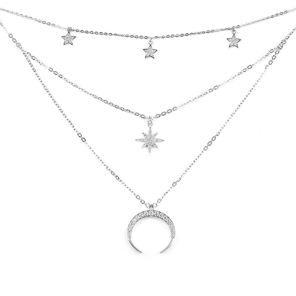 Dây Chuyền Kim Cương Moon and Stars Layered Charm 3320