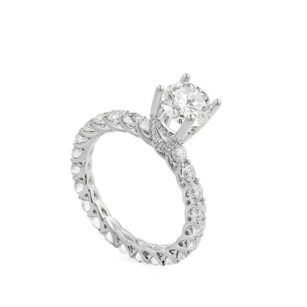 Ổ Nhẫn Kim Cương Vàng Trắng Custom Band 3411