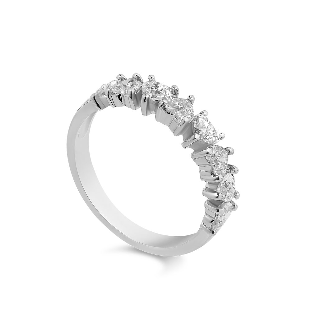 Nhẫn Kim Cương Vàng Trắng Sparkling Hearts 4073